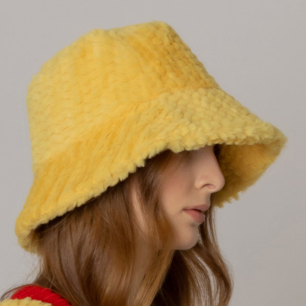HATEGORY Fuzzy Faux Fur Bucket Hat