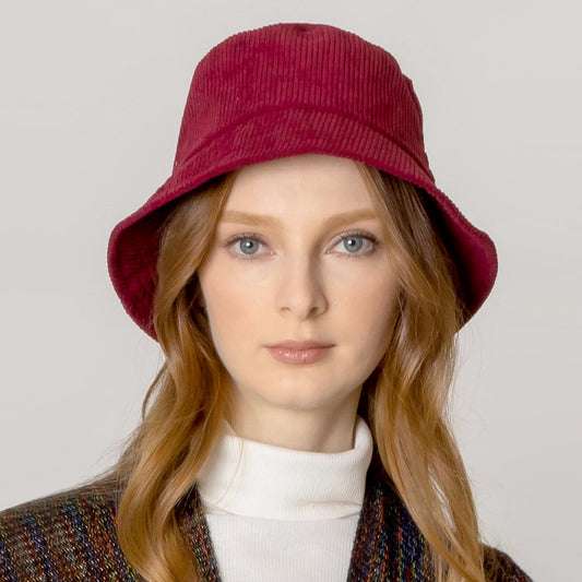 HATEGORY Solid Corduroy Bucket Hat