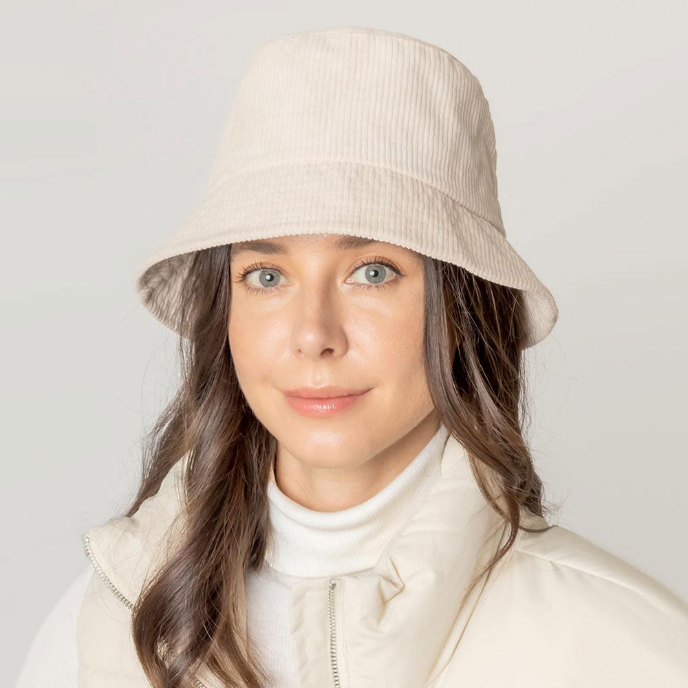 HATEGORY Solid Corduroy Bucket Hat