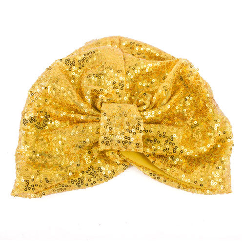 HATEGORY Sequin Knotted Turban Beanie Hat