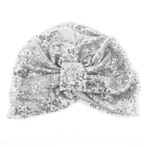 HATEGORY Sequin Knotted Turban Beanie Hat