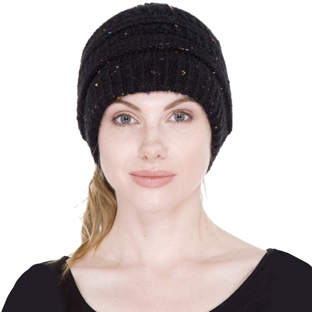 HATEGORY Knit Ponytail Beanie Hat