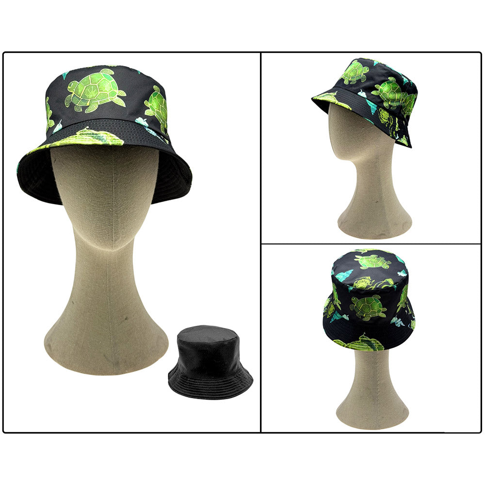 HATEGORY Reversible Sea Turtle Print Bucket Hat