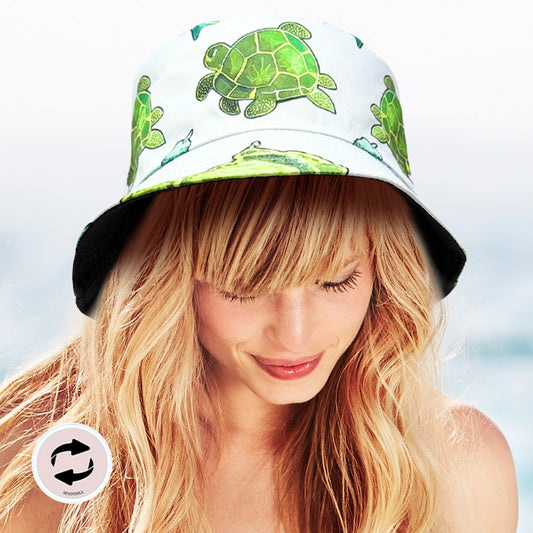 HATEGORY Reversible Sea Turtle Print Bucket Hat