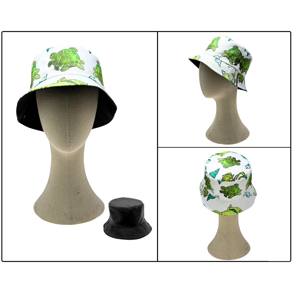 HATEGORY Reversible Sea Turtle Print Bucket Hat