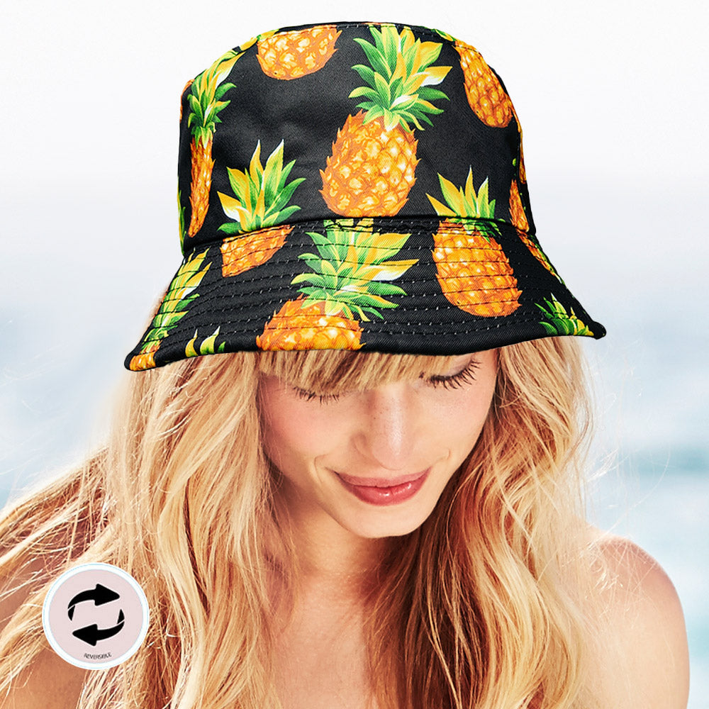 HATEGORY Reversible Pineapple Print Bucket Hat