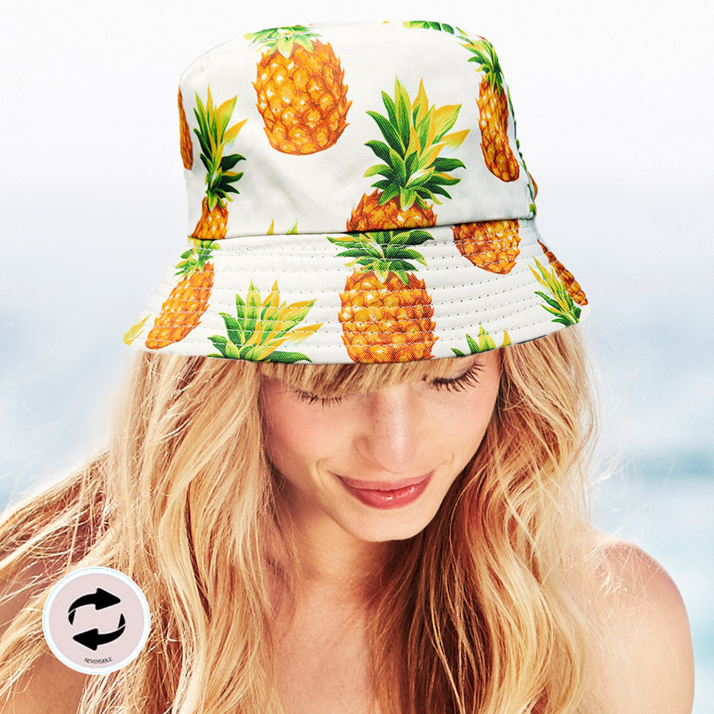 HATEGORY Reversible Pineapple Print Bucket Hat