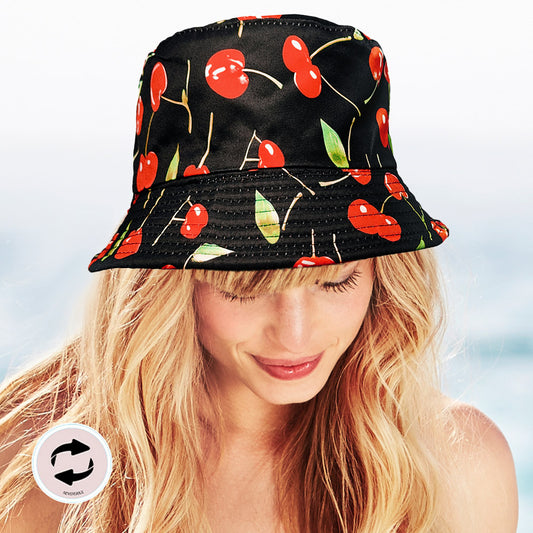 HATEGORY Reversible Cherry Print Bucket Hat