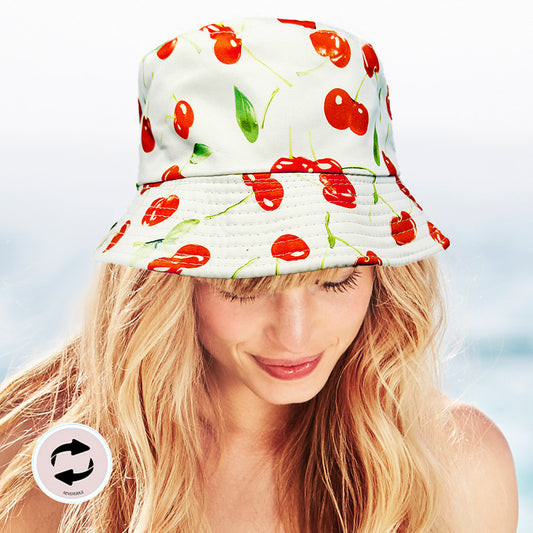 HATEGORY Reversible Cherry Print Bucket Hat