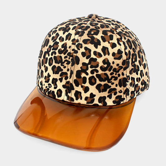 HATEGORY Leopard Patterned Transparent Brim Baseball Cap