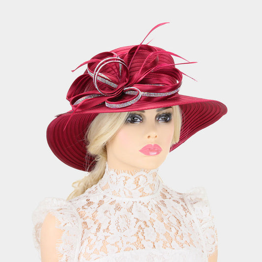 HATEGORY Bling Stone Trim Lopped Bow Braid Hat