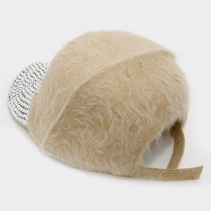 HATEGORY "Boss" Blinged Stud Angora Baseball Cap