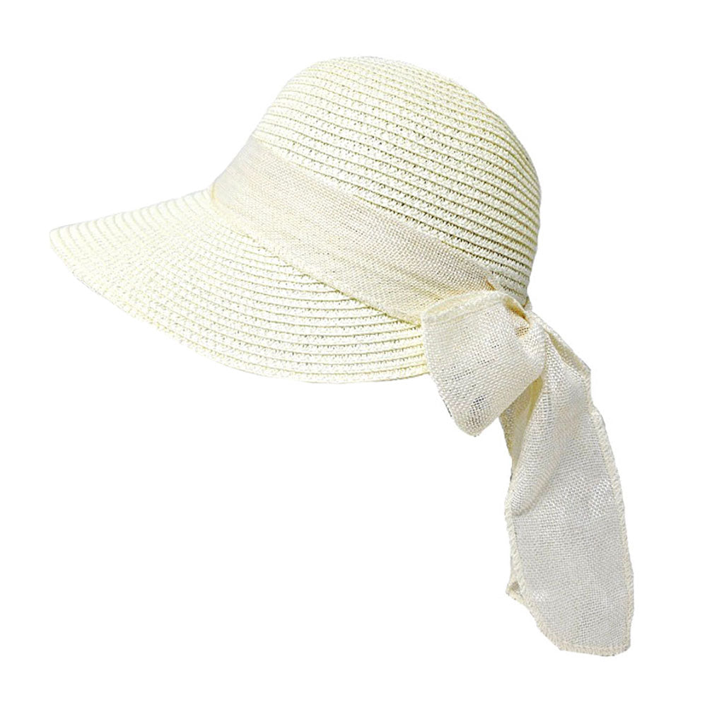 HATEGORY Mesh Bow Detail Floppy Straw Sun Hat