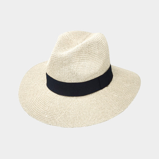 HATEGORY Black Band Solid Straw Panama Sun Hat
