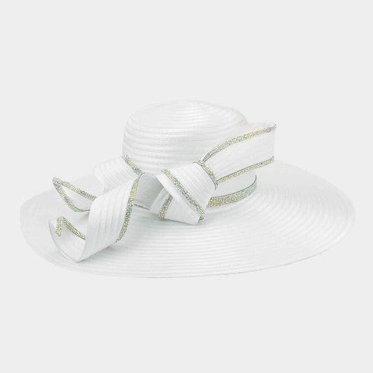 HATEGORY Curled Knot Gem Trim Church Braid Hat