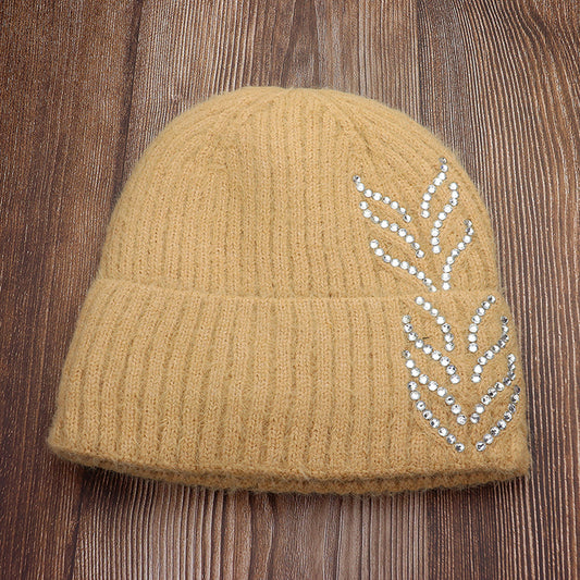 HATEGORY Bling Arrow Studded Accented Fuzzy Winter Beanie Hat