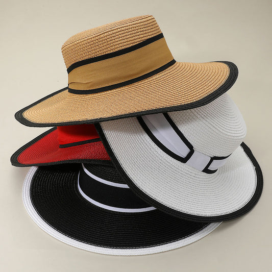 HATEGORY Woven Wide Brim Boater Straw Hat