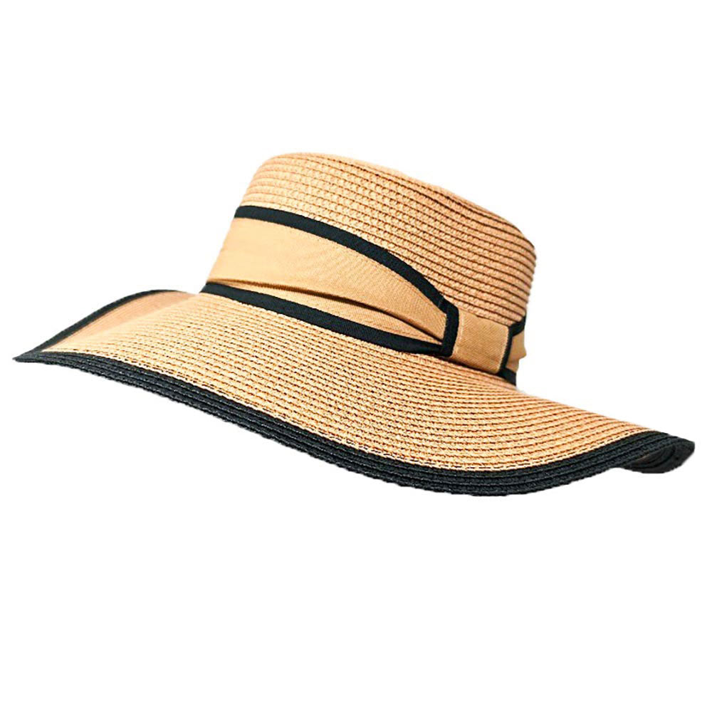 HATEGORY Woven Wide Brim Boater Straw Hat