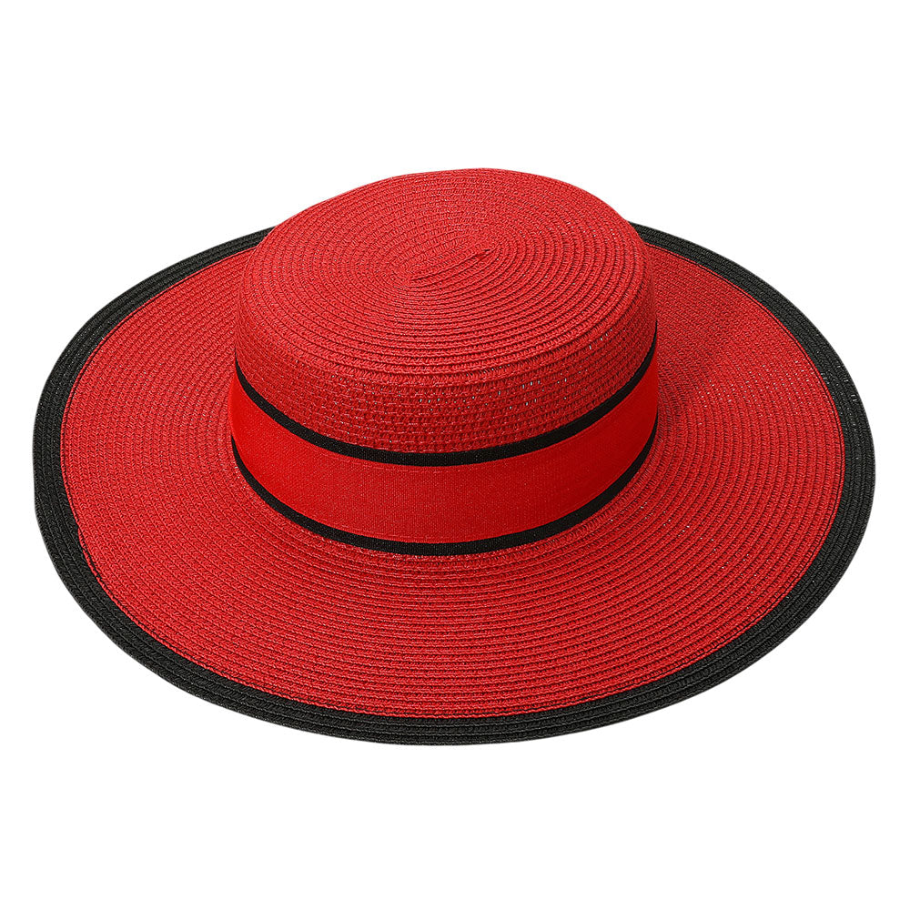 HATEGORY Woven Wide Brim Boater Straw Hat
