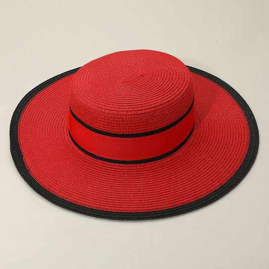 HATEGORY Woven Wide Brim Boater Straw Hat
