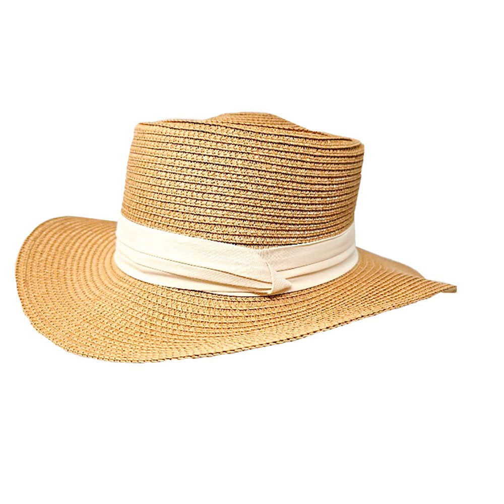 HATEGORY Ribbon Band Woven Panama Straw Hat