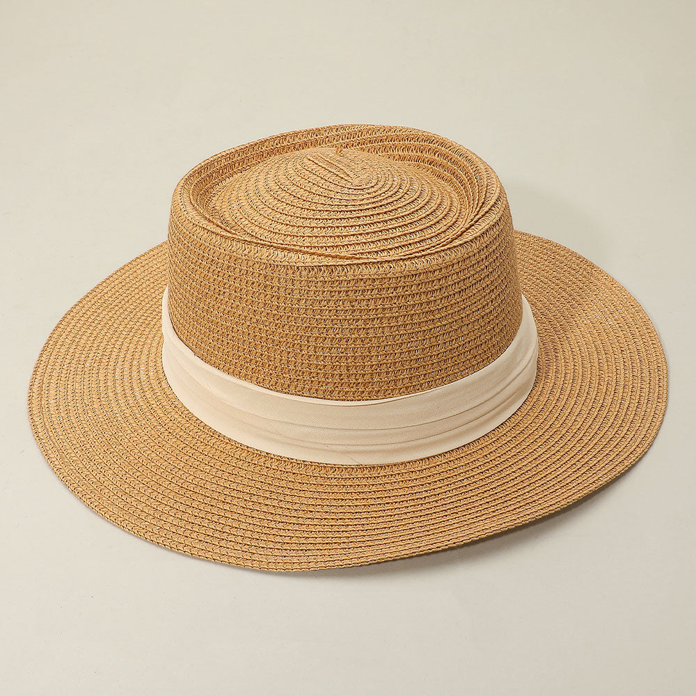 HATEGORY Ribbon Band Woven Panama Straw Hat