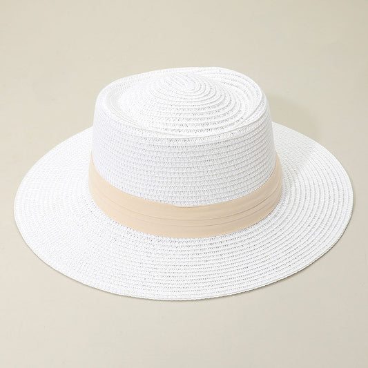 HATEGORY Ribbon Band Woven Panama Straw Hat