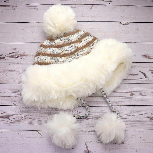 HATEGORY Faux Fur Earmuff Pom Pom Winter Hat