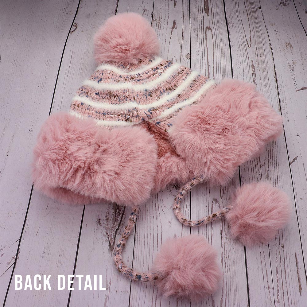 HATEGORY Faux Fur Earmuff Pom Pom Winter Hat