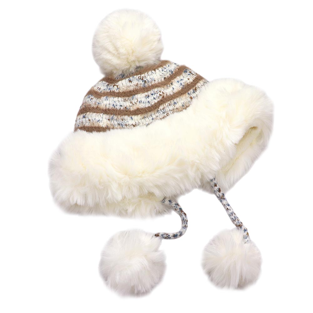 HATEGORY Faux Fur Earmuff Pom Pom Winter Hat