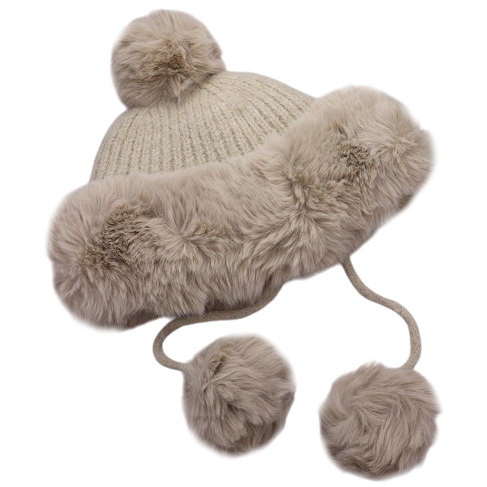 HATEGORY Faux Fur Earmuff Pom Pom Winter Hat