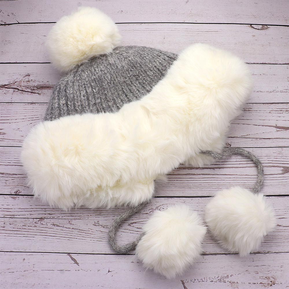 HATEGORY Faux Fur Earmuff Pom Pom Winter Hat