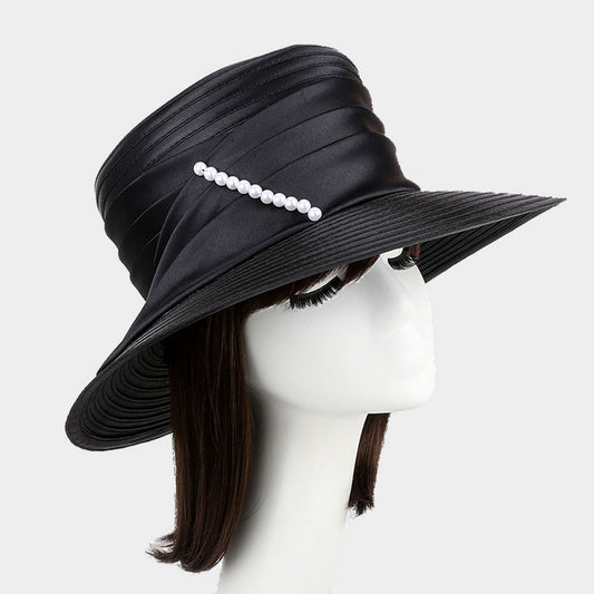 HATEGORY Elegant Sash Pearl Braid Hat