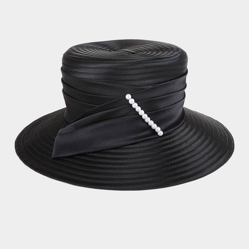 HATEGORY Elegant Sash Pearl Braid Hat