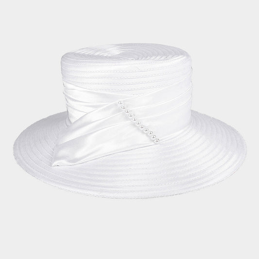 HATEGORY Elegant Sash Pearl Braid Hat