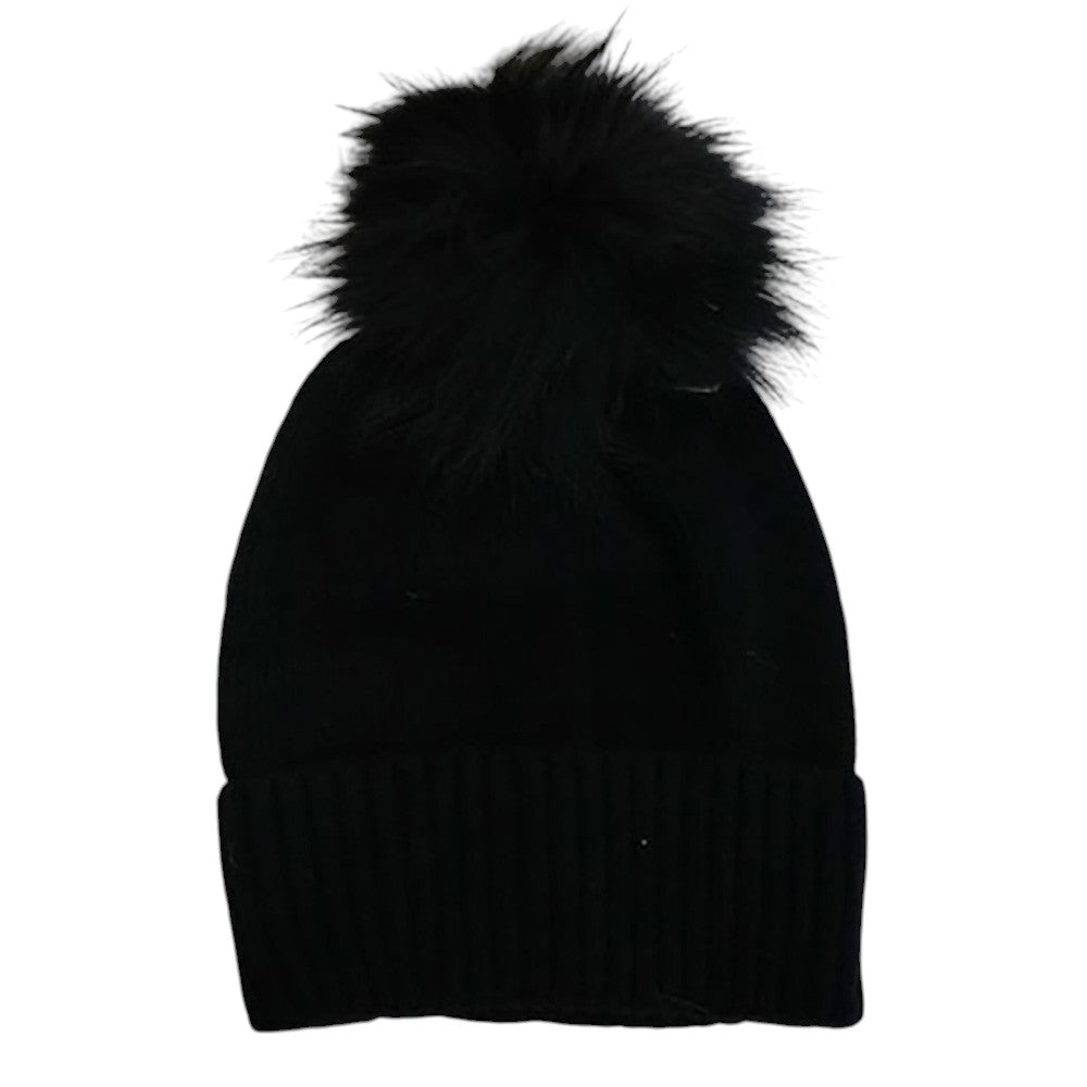 HATEGORY Fox Fur Pom Slouchy Knit Winter Beanie Hat