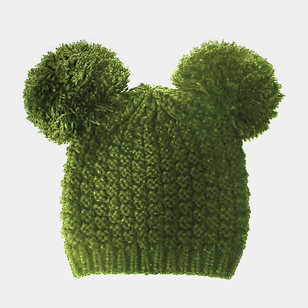 HATEGORY Double Pom Pom Knit Beanie Hat