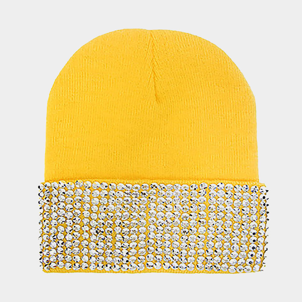 HATEGORY Embellished Rhinestone Beanie Hat