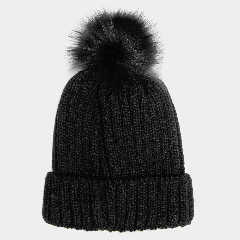 HATEGORY Cable Knit Pom Pom Beanie Hat