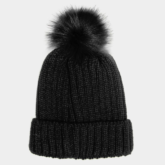 HATEGORY Cable Knit Pom Pom Beanie Hat
