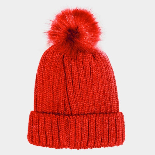 HATEGORY Cable Knit Pom Pom Beanie Hat