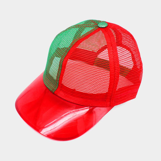 HATEGORY Color Block Transparent Brim Trucker Hat