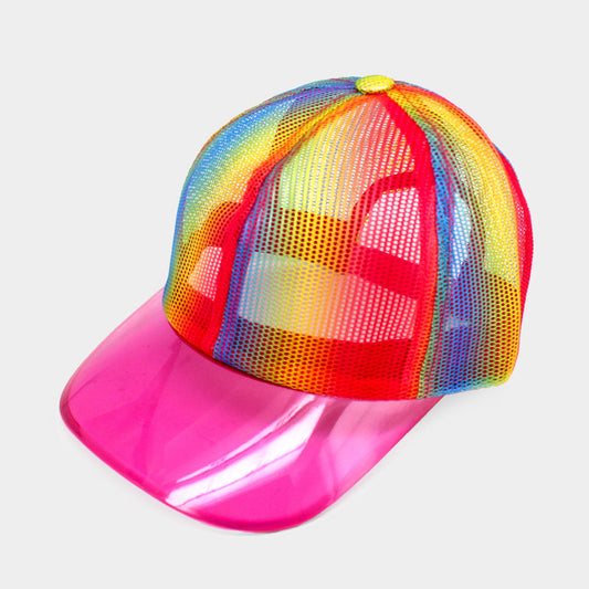 HATEGORY Rainbow Transparent Brim Trucker Hat