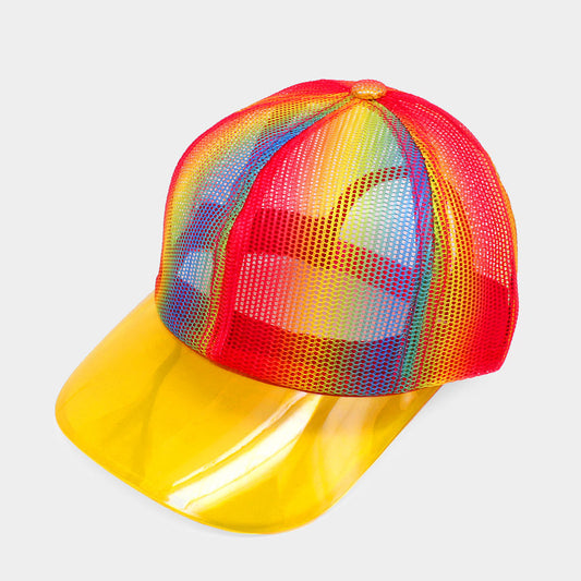HATEGORY Rainbow Transparent Brim Trucker Hat