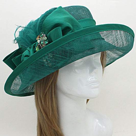 HATEGORY Crystal Bow Sinamay Straw Hat