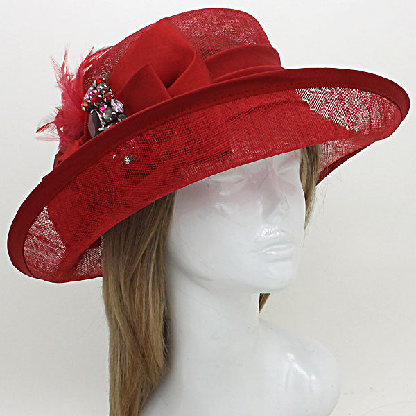 HATEGORY Crystal Bow Sinamay Straw Hat