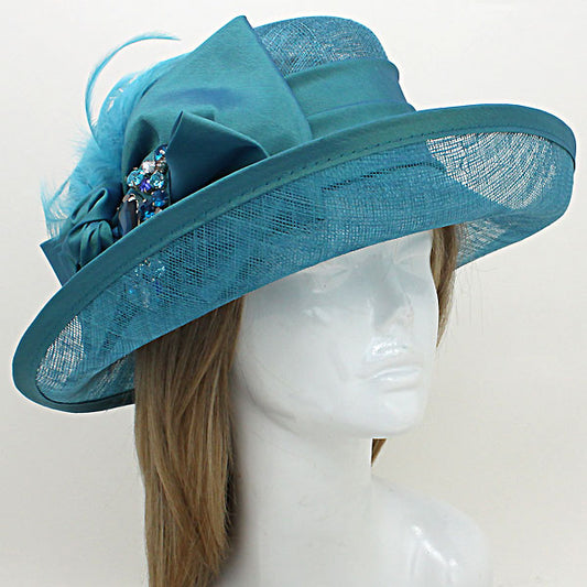 HATEGORY Crystal Bow Sinamay Straw Hat