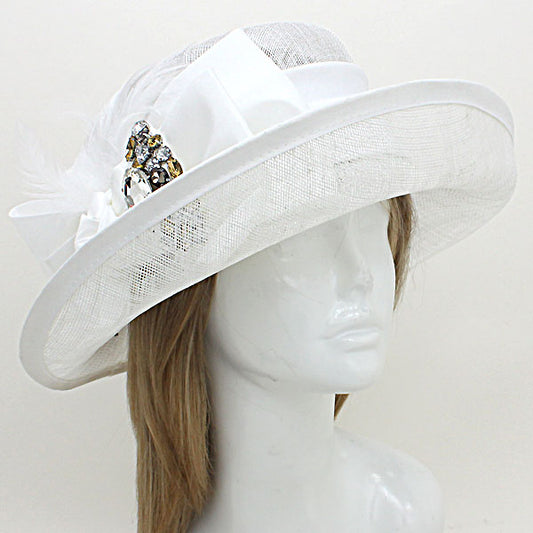 HATEGORY Crystal Bow Sinamay Straw Hat