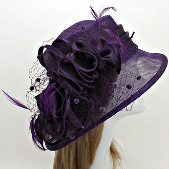 HATEGORY Floral Fishnet Sinamay Straw Hat