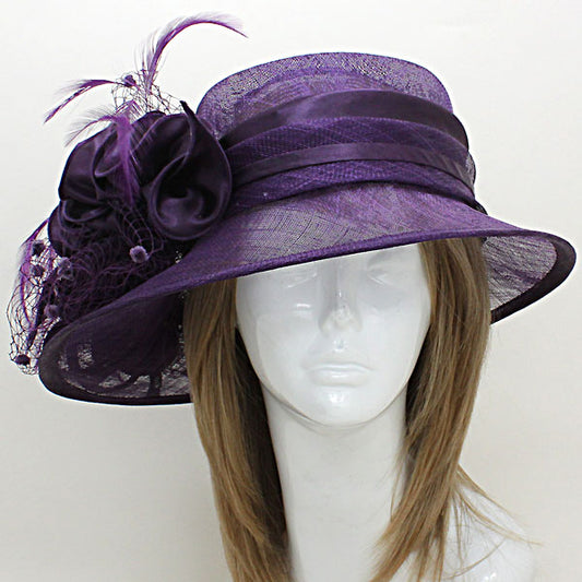 HATEGORY Floral Fishnet Sinamay Straw Hat